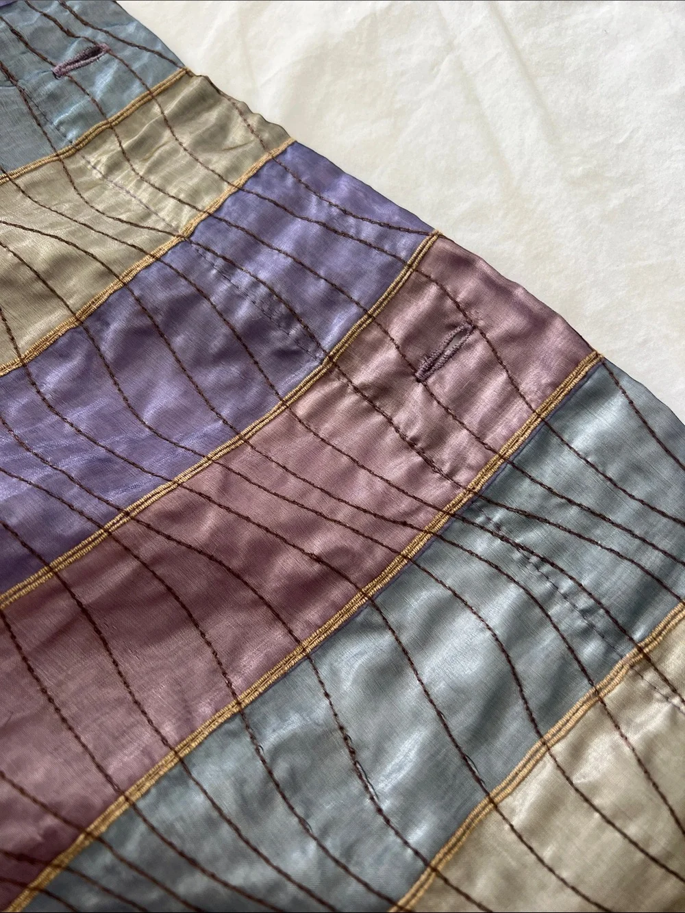 Shower Curtain in Striped Pastel Quilt - Blue, Purple, Pink